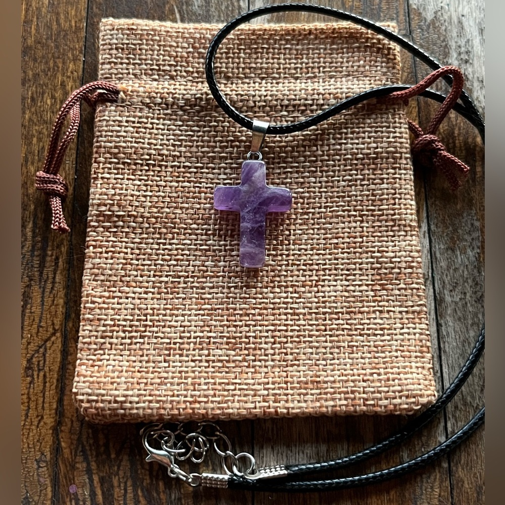 Amethyst Cross Necklace Amethyst Necklace Amethyst Pendant Amethyst Quartz